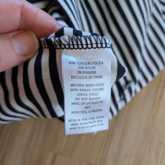 Toad&Co Transito Knee Length Stretch Pencil Skirt Black/White Striped Small - Picture 5 of 6